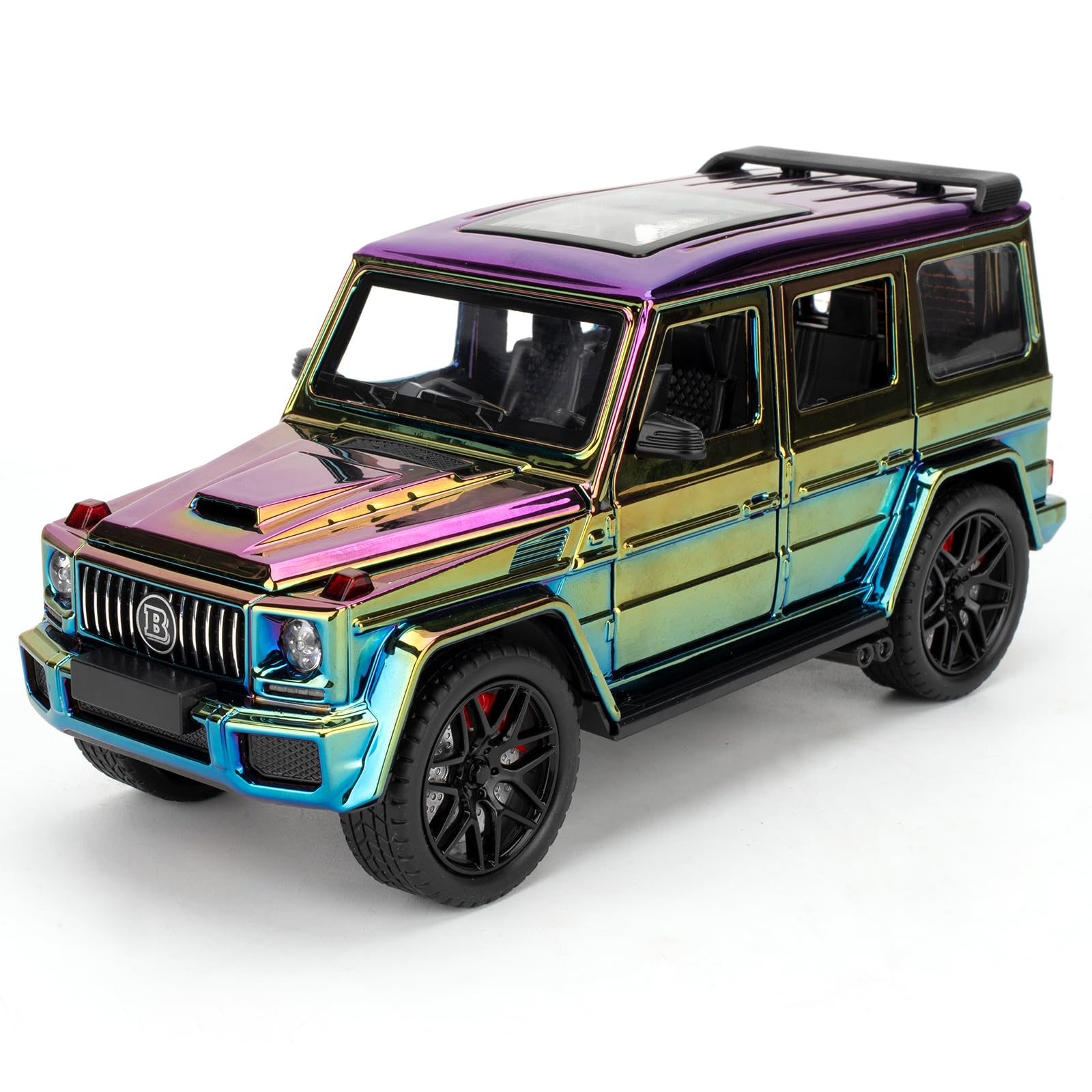 1/24 Kompatibles G63 Modellauto mit Sound und Licht für Kinder und Erwachsene, Geburtstagsgeschenk (farbige Galvanisieru