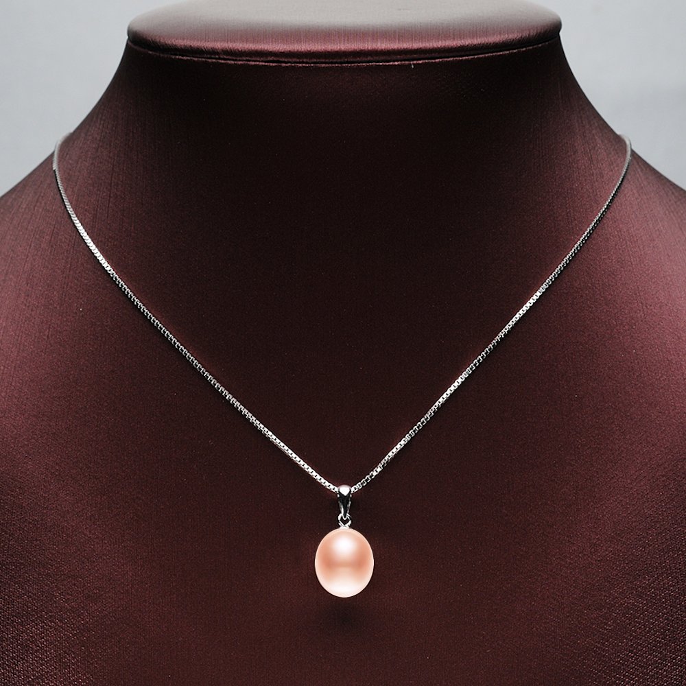 Kim Johanson Damen Perlen Schmuckset "Chic" aus 925 Sterling Silber mit echten rosa Süßwasser Perlen Halskette & Ohrringe inkl. Schmuckbeutel
