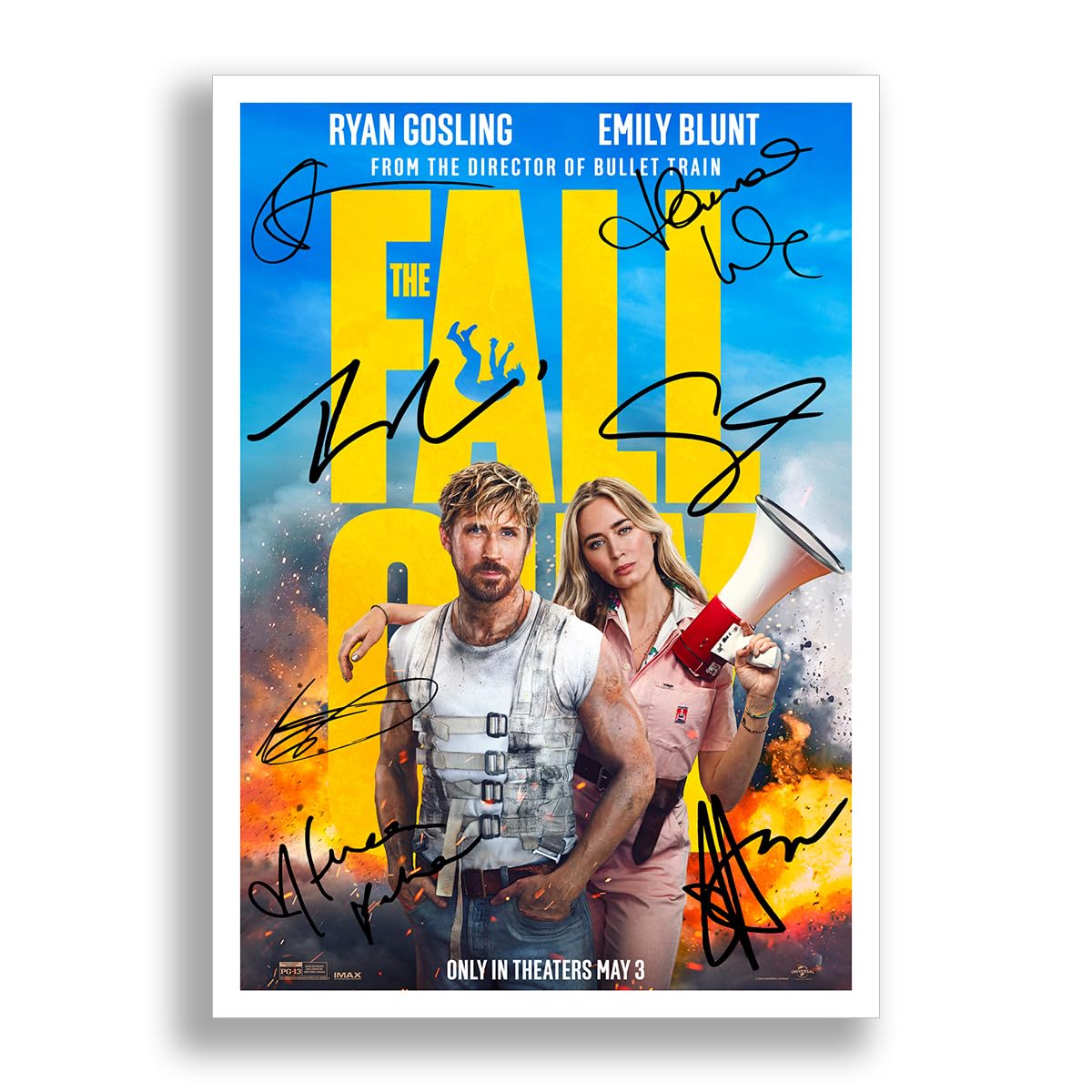 The Fall Guy Cast Signed Autograph Poster Photo Print Framed Memorabilia Gift Movie Film 2024 Ryan Gosling Emily Blunt (A4 poster only)