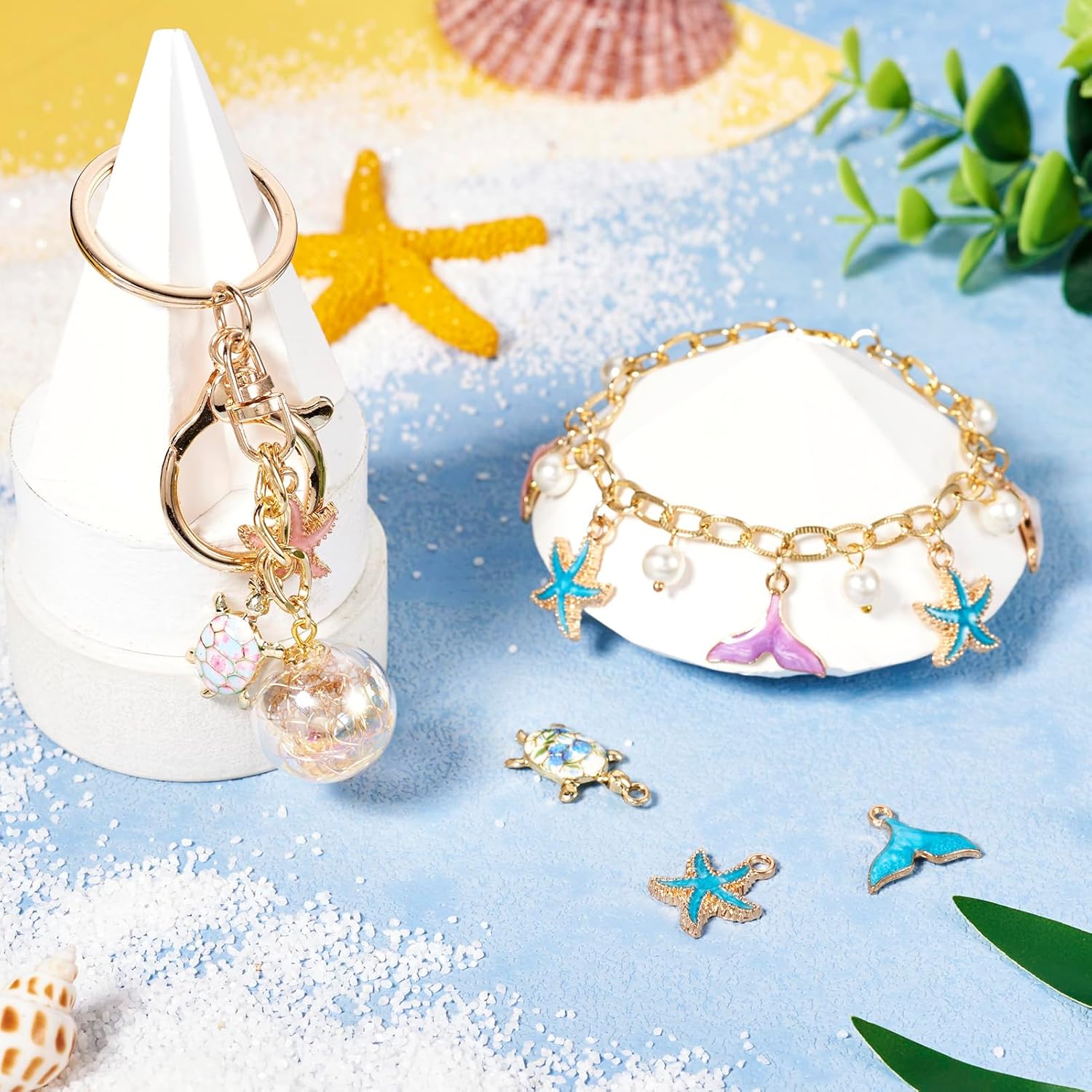 24Pcs Enamel Starfish Turtle Fish Tail Charms Alloy Sea Charms Marine Summer Pendants for Crafts DIY Ocean Jewelry Making Supplies Beach Jewelry for Women - Image 3