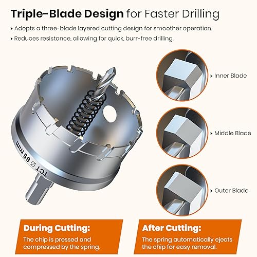 Miniatura 2 de Broca de sierra perforadora de metal resistente de 2-58 pulgadas con broca piloto HSS, cortador de agujeros de punta dura para placa de acero
