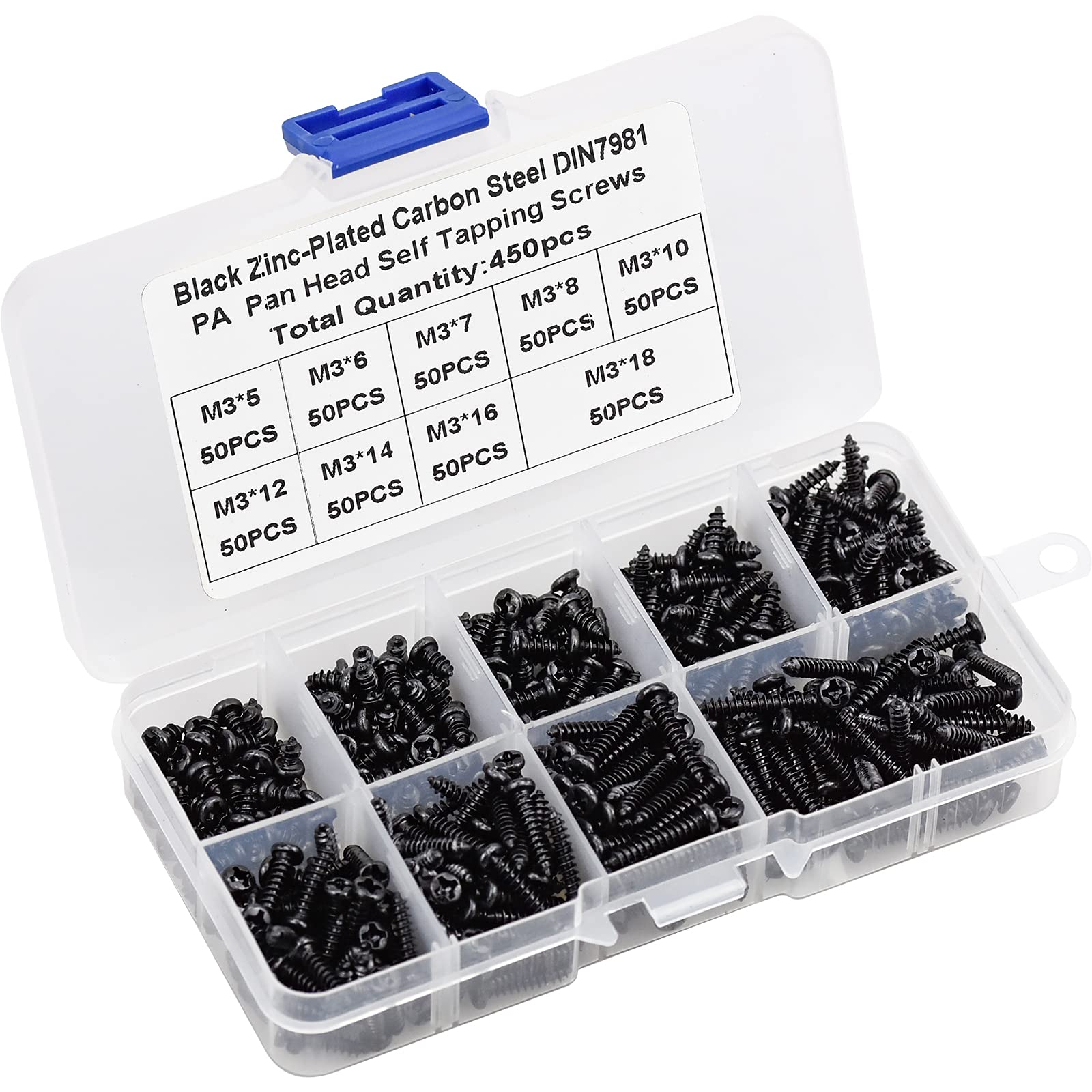 450 Viti Autofilettanti M3 Nero - Set 9 Misure Per Legno E Metallo - Foto 11