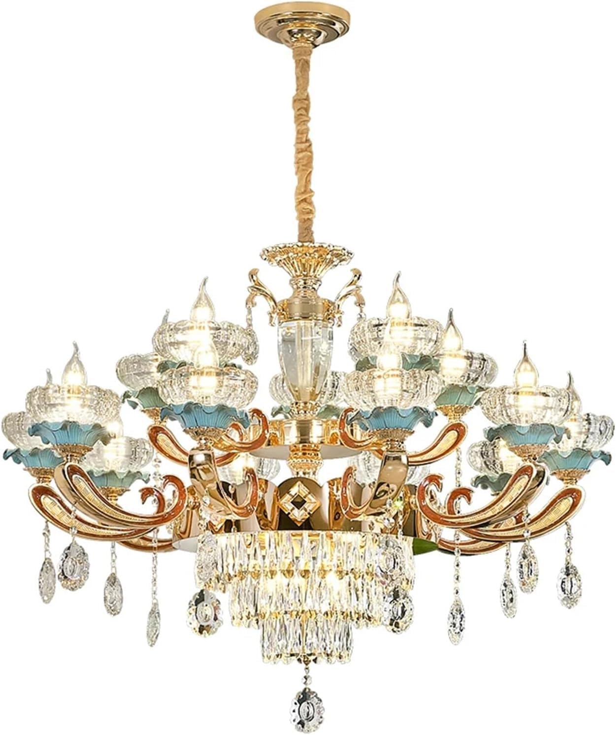 Lustre bougie pour salle à manger et salon chaleureux style grand manoir