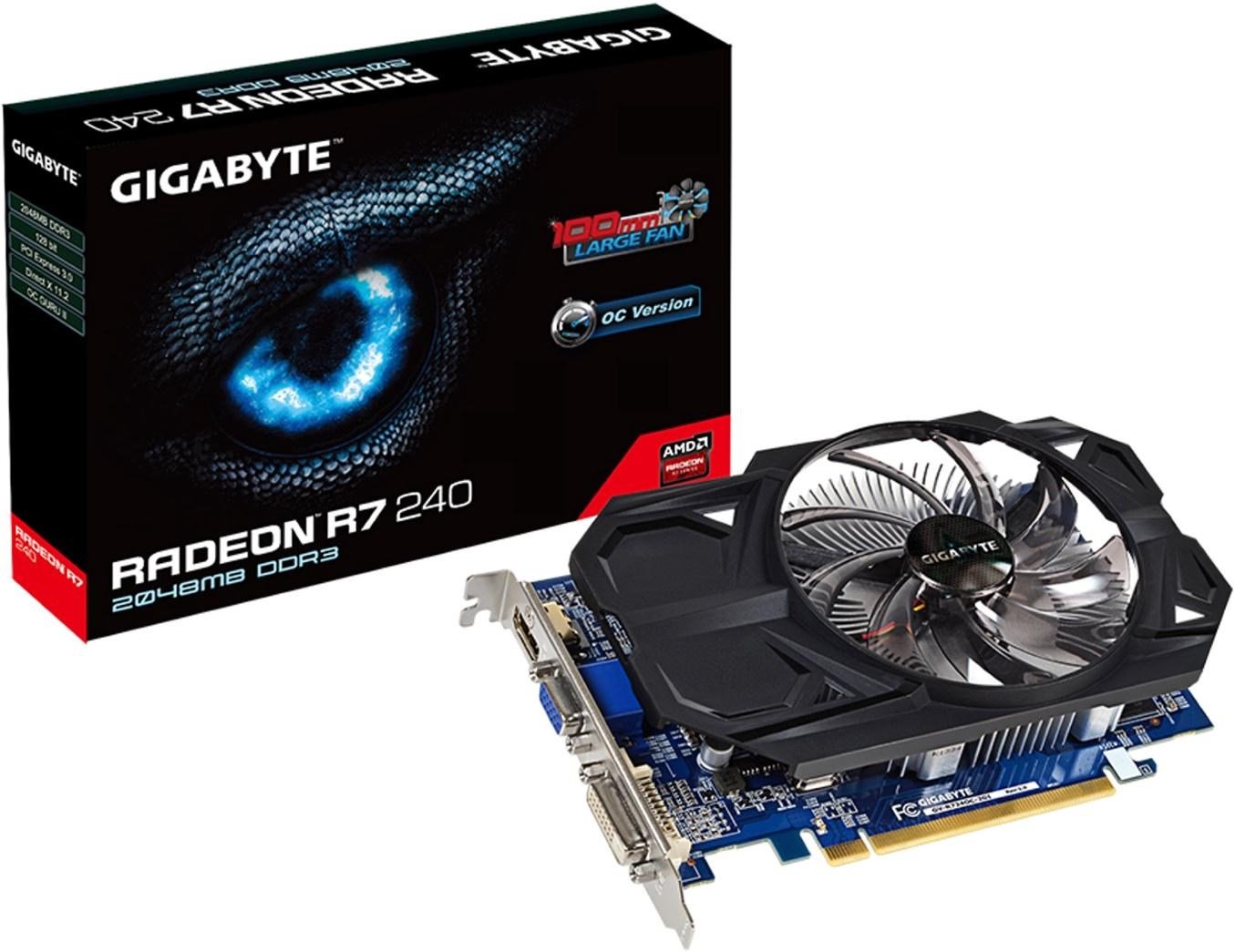 Gigabyte R7 240 DDR3-2GB DVI-D/D-SUB/HDMI OC Graphics Card (GV-R724OC-2GI)