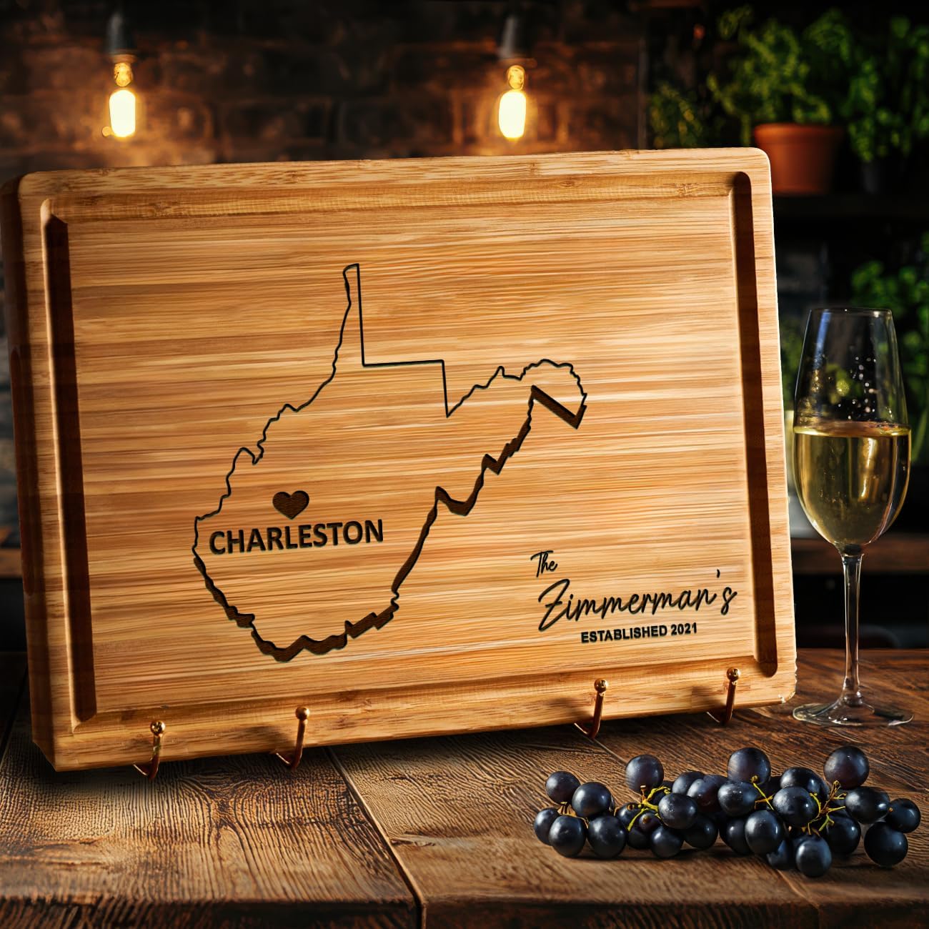 Destination Cutting Board Personalized West Virginia, Wooden States Boards, State Shaped WV Home Decor, Wood Destination Moving Away Gifts for Family - Image 8