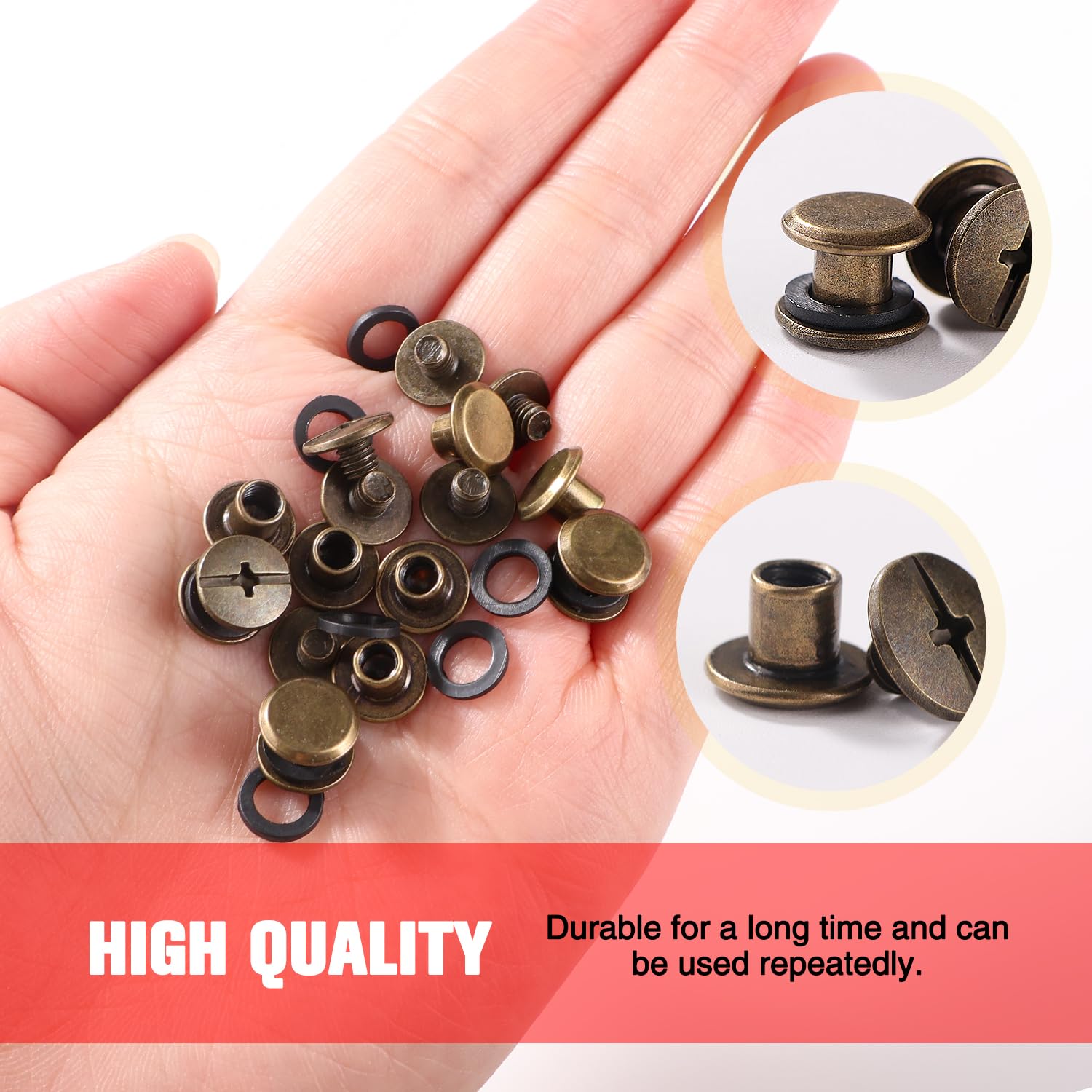 YIXISI 25 Set M5x5mm Chicago Binding Screws Kit, Book Binding Rivets, Leather Rivets, Binding Screws Posts - Image 3