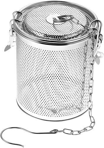 Yardwe Bola de especias de acero inoxidable, colador de té de malla fina, infusor de té de acero inoxidable con gancho de cadena extendido para