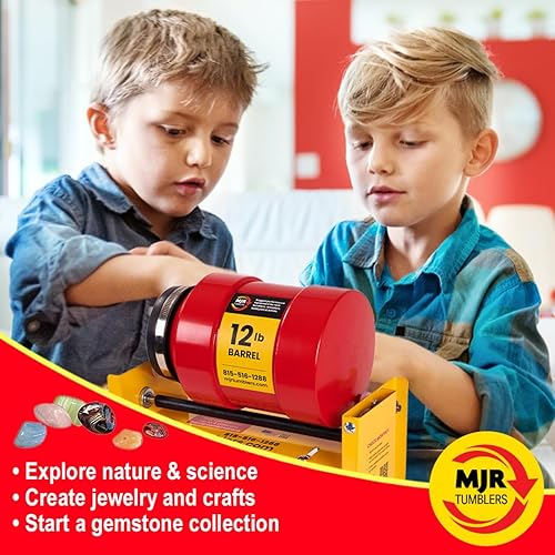 Miniatura 31 de MJR Tumblers Barril de vaso de roca de 2 galones, barril para pulir, herramienta pulidora de rocas, 30 libras