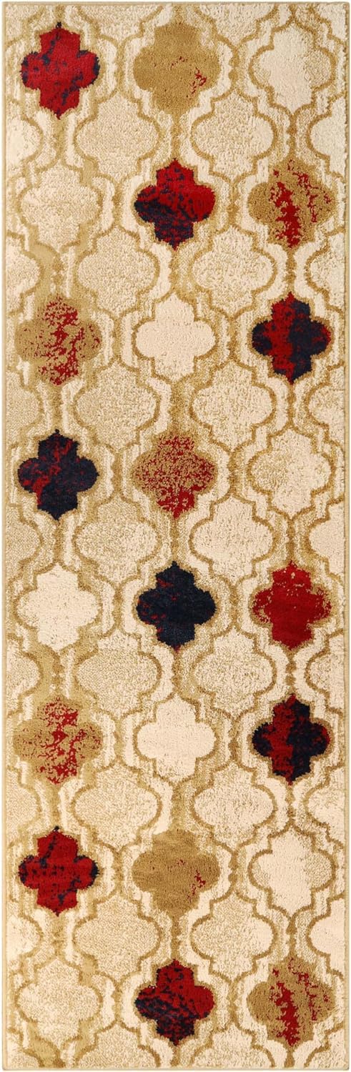 Superior Witland Modern Trellis Indoor Area Rug with Jute Backing Decor for Bedroom, Office, Living Room, Entryway, Vintage Tribal Area Rugs Viking