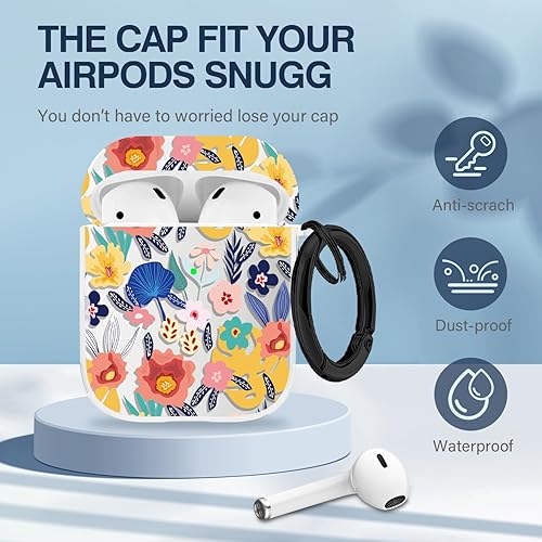 Miniatura 6 de Maxjoy Funda compatible con AirPods de 2 generación, bonita funda protectora suave con diseño de flores para AirPods Gen 1 y 2, diseño de flores