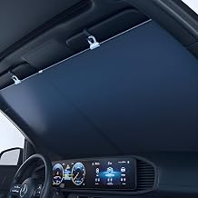 Automatic Retractable Windshield Sunshade Adjustable in UV/Glare Blocker, Strong Suction-Cup Mount, Heat-Reflective Fabric for Sedans, SUVs & MPVs