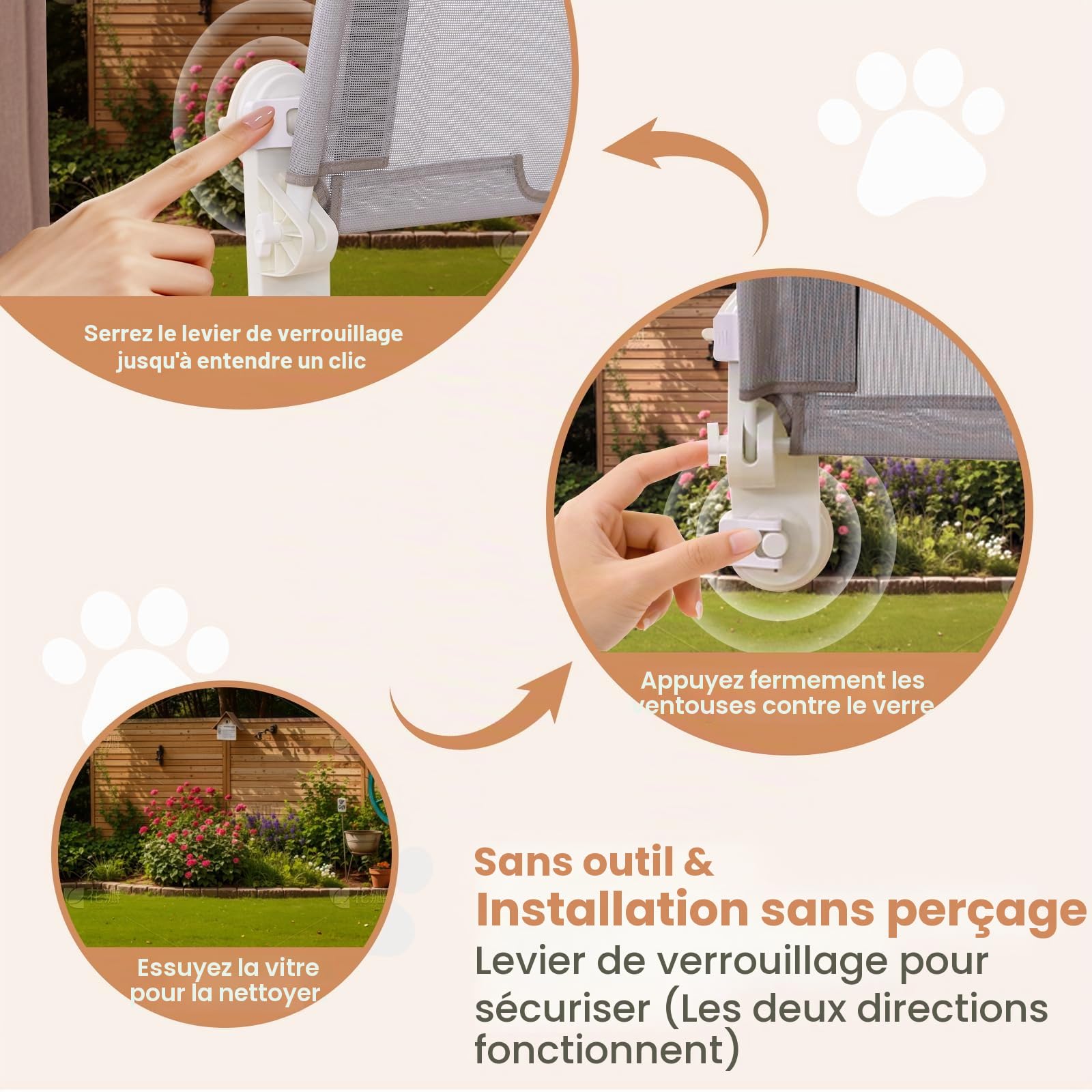 Gardner Pet Hamac Chat Fenêtre avec Coussin Lavable 71x43cm， Hamac Stable et Confortable avec 4 Ventouses Puissantes, Lit Suspendu pour Grand Chat Charge Maximale 25 kg - Blanc
