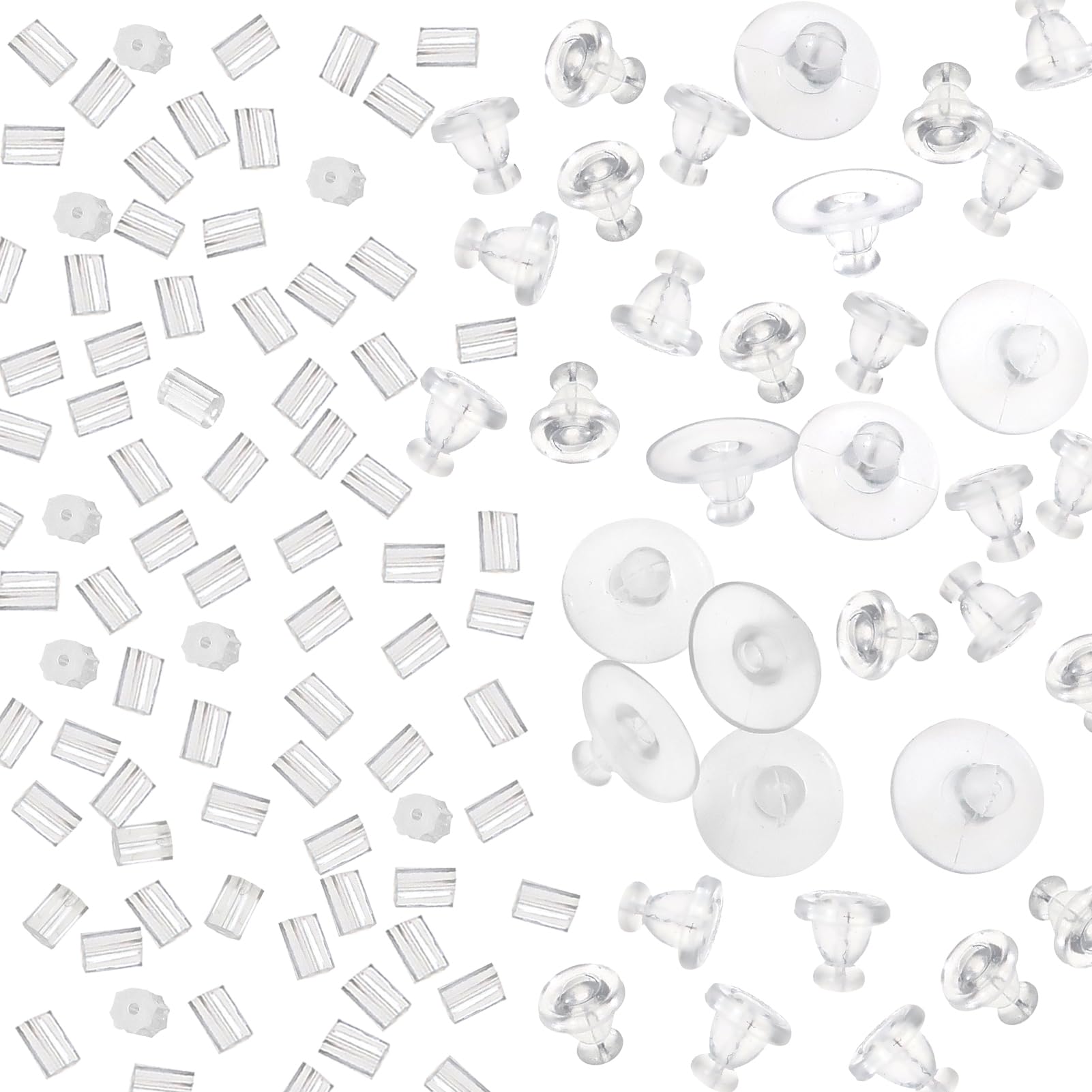 TOAOB 100pcs Clear Earring Backs Mixed Shapes Security Rubber Earring Safety Backs Stoppers for DIY Craft Jewellery Making