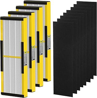 4 Packs FLT4825 HEPA Replacement Filter B Compatible with G-Guardian Air Cleaner Purifier AC4825 AC4300 AC4800 AC4900 AC4850, 4 True HEPA Filters & 8 Carbon Pre-filters