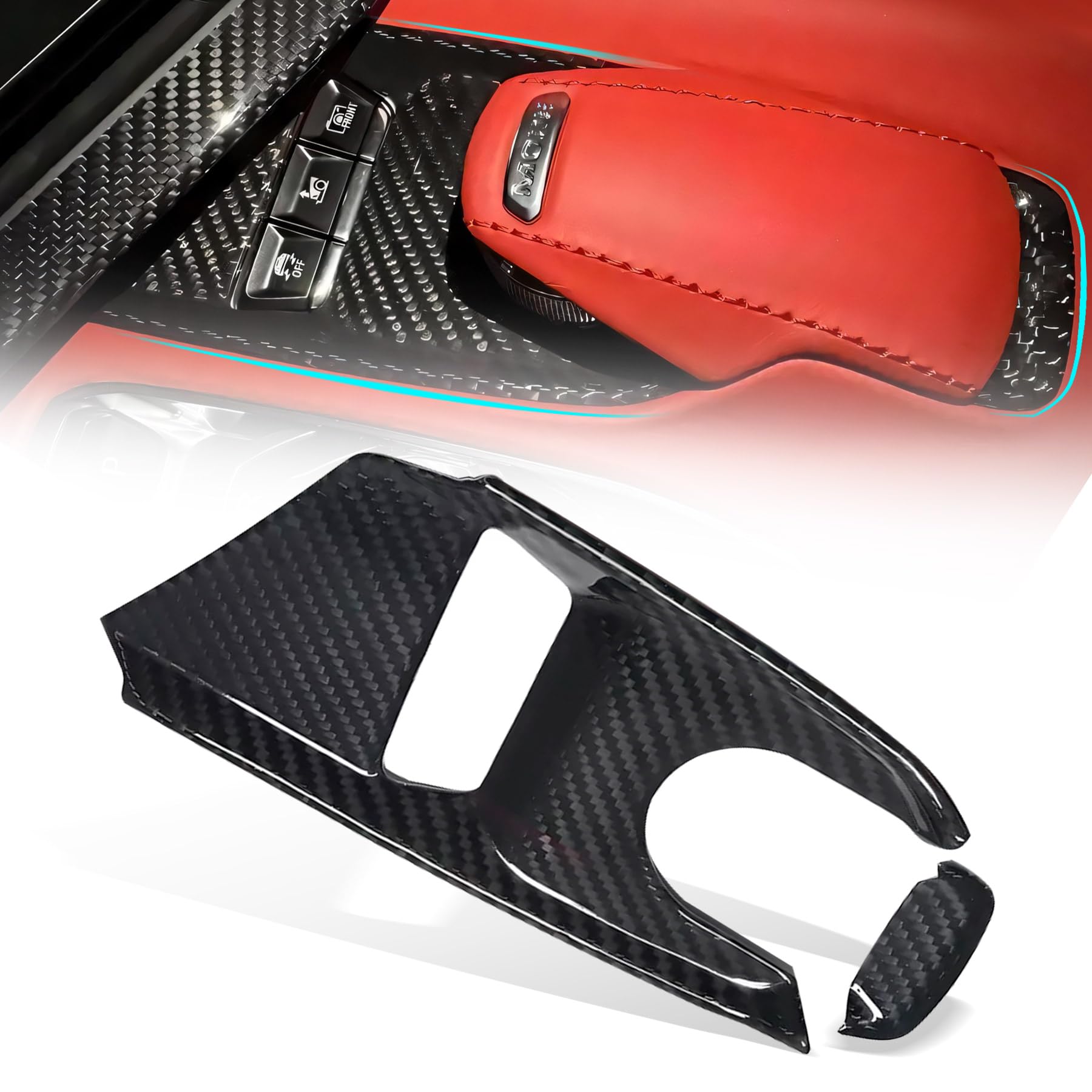 etesan Real Carbon Fiber Gear Shift Base Panel Cover Fit for Corvette C8 Stingray Z51 Z06 2020-2025 Drive Mode Selector Knob Control Cover Accessories