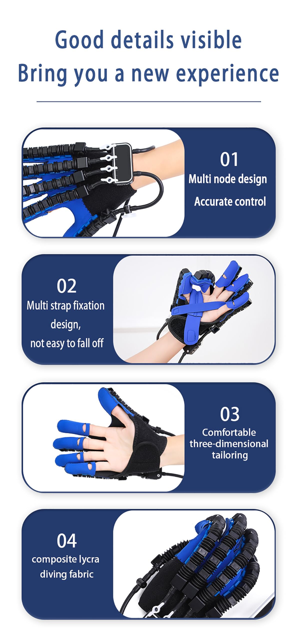Guantes robóticos de rehabilitación mejorados (Izquierdo + Derecho), Equipo de Entrenamiento de Movilidad de Dedos para Pacientes con Lesiones en la Mano, Equipo de rehabilitación