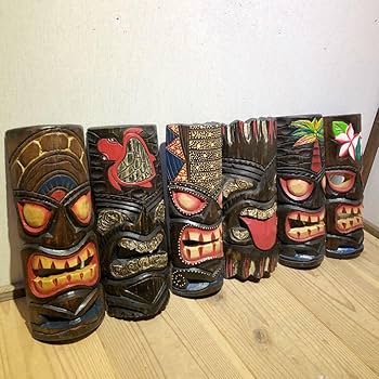 Amazon.co.jp: カラフルなティキ面30 6点セット ティキマスク ハワイ Amazon.co.jp: カラフルなティキ面30 6点セット ティキマスク ハワイ