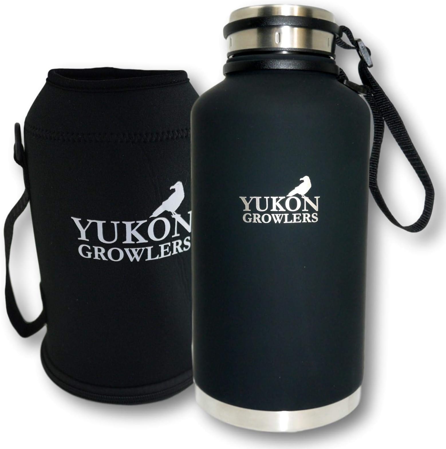 Insulated Beer Growler – Keeps Beer Cold and Carbonated for 24+ Hours – Keeps Drinks Hot for 12 Hours – Stainless Steel Water Bottle with Carrying Case and Improved Lid – 64 oz