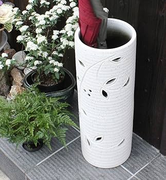 Amazon｜信楽焼 花透し長 傘立て しがらき焼 笠立て 陶器 おしゃれ kt