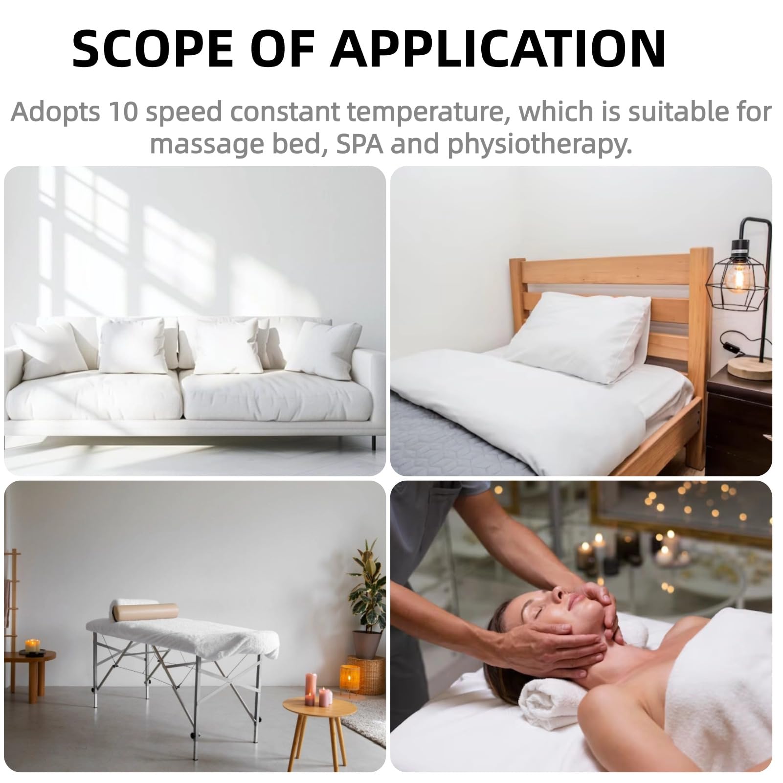 Calentador de Mesa de Masaje Cuifati, SPA, Fisioterapia, Temperatura Ajustable de 3 Velocidades, Algodón