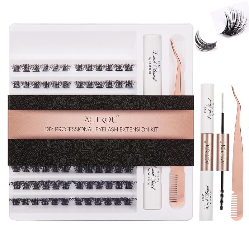 Cílios postiços em tufos ACTROL T02-Kit, 108 unidades, mix de 10 a 16 mm