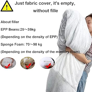 Giant Bean Bag Chair, Adult Beanbag Chair 5ft /6ft /7ft Bean Bag Cover Comfy Fur Oversized Bean Bag Couch (No Filler) Large Fluffy Lazy Sofa for Bedroom Big Cuddle Chair Living Room Furniture