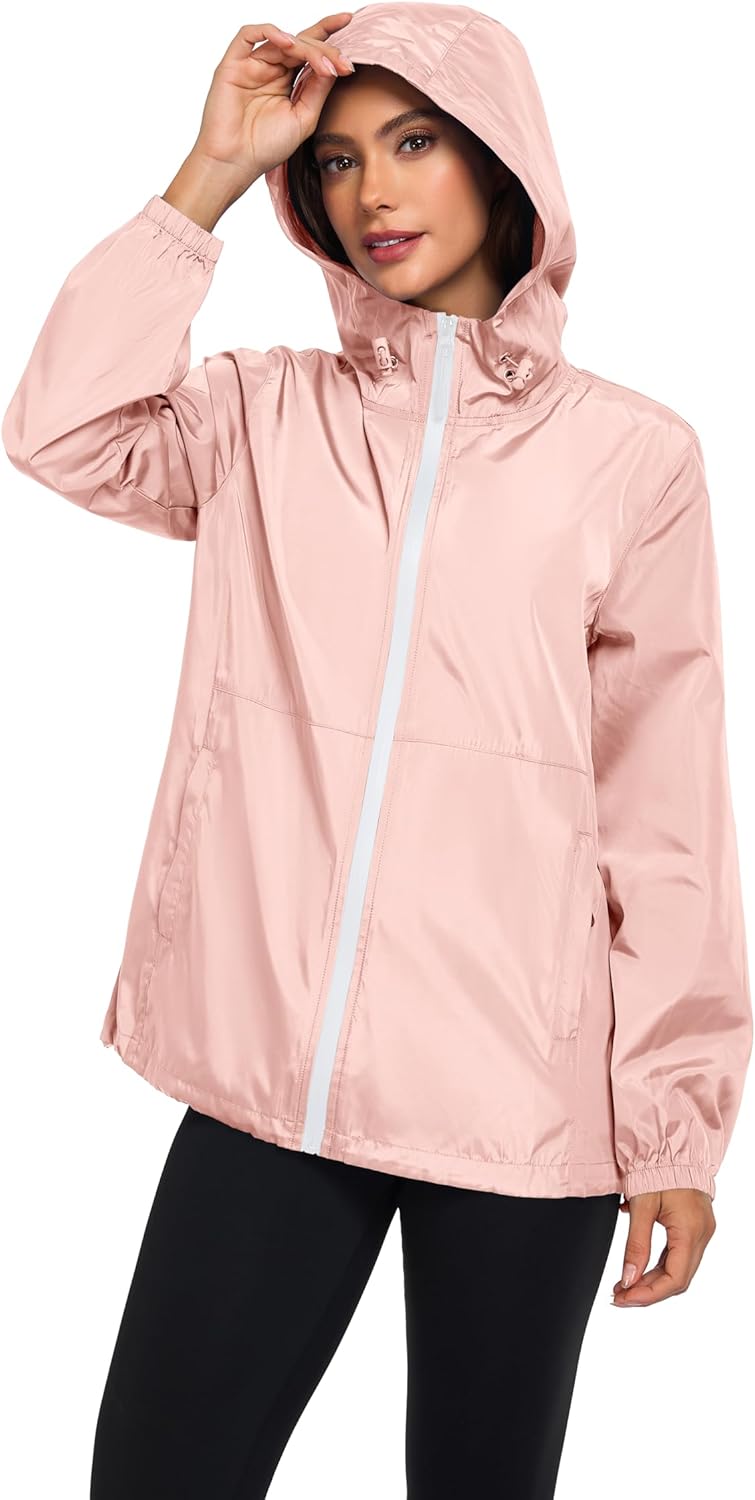 Hount Womens Waterproof Rain Jacket Lightweight Packable Hooded Raincoat Active Outdoor Windbreaker Jacket - Image 3