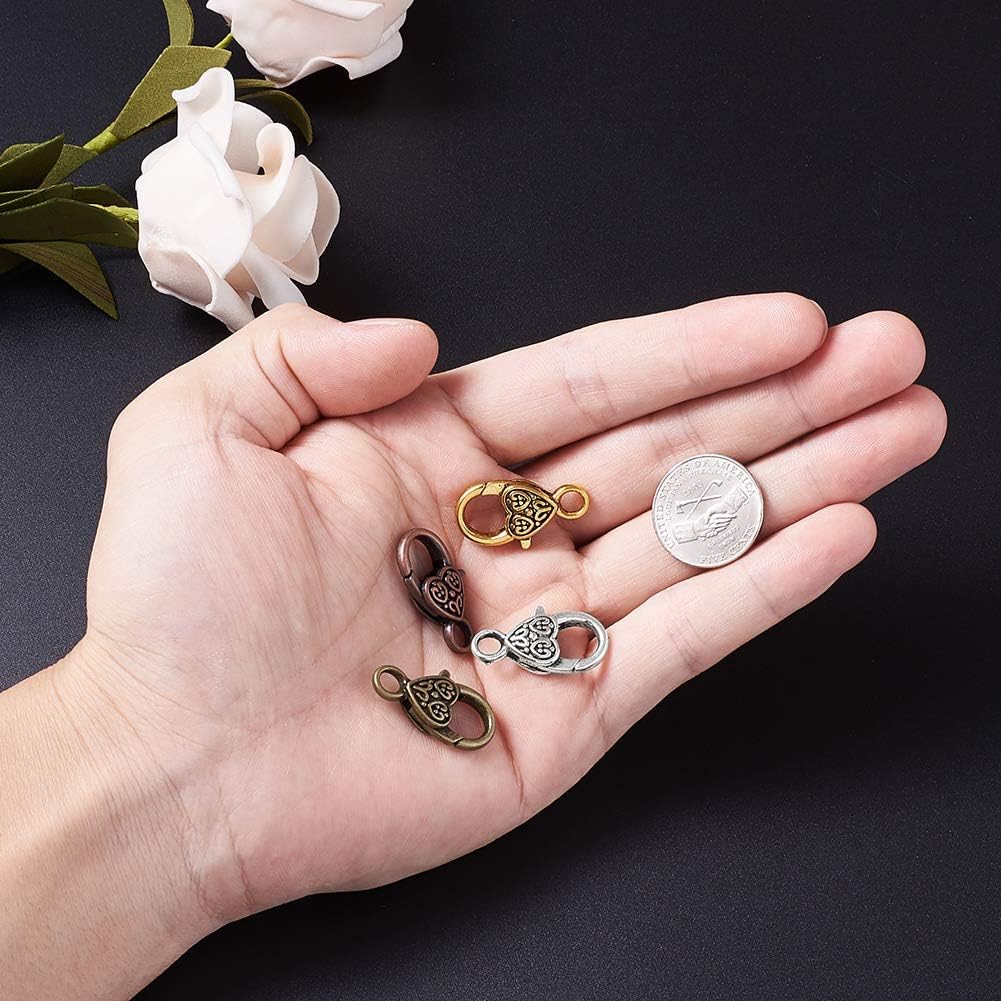 KISSITTY 40-Piece 4 Colors Tibetan Antique Large Heart Lobster Clasps 1x0.55 Inch (25.5x14mm) Jewelry Making Findings - Image 3