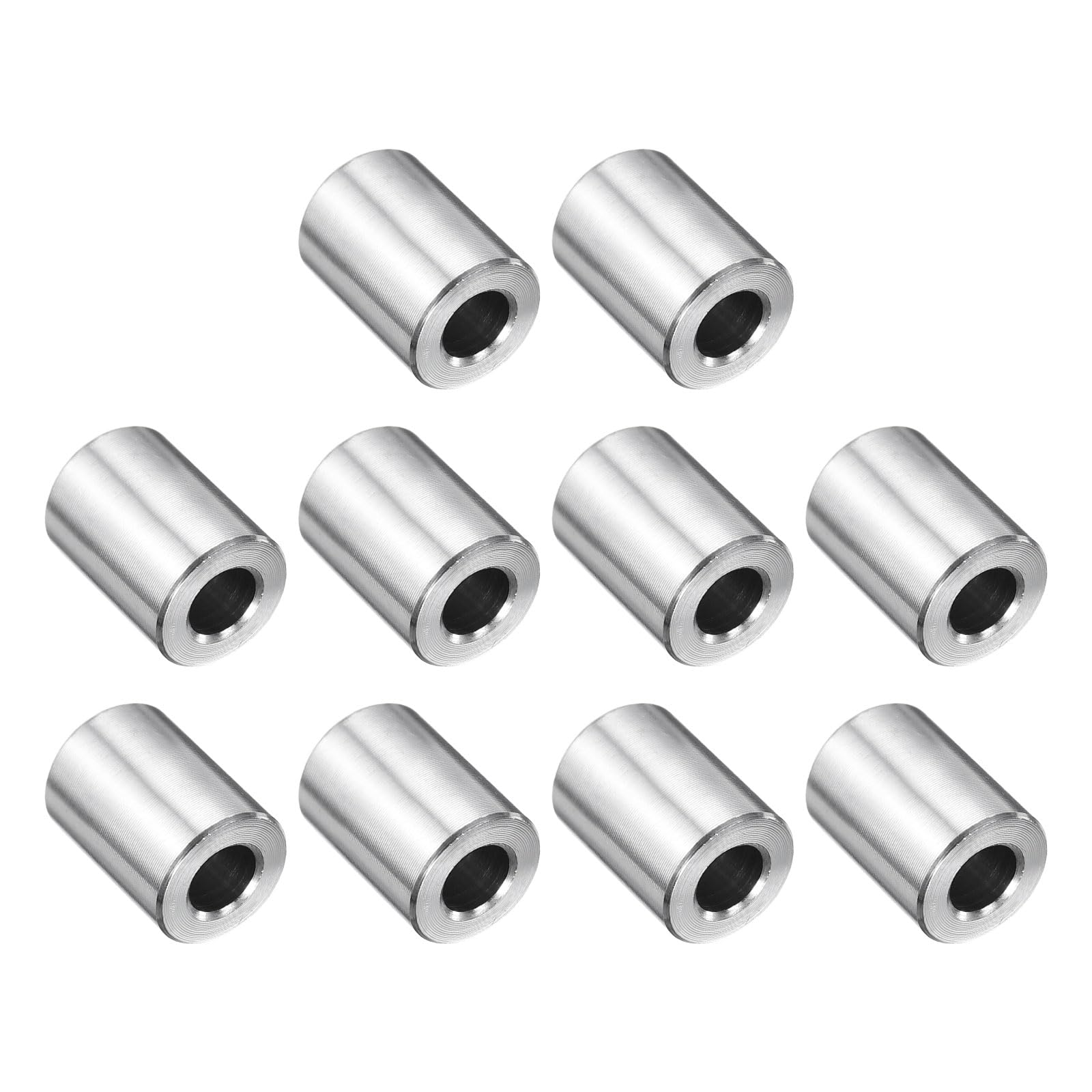 uxcell 10 Pcs Stainless Steel Spacers, 5/16" Bore x 5/8" OD x 1/2" Length Screw Bushing Plain Finish Round Metal Spacer for 5/16" Screws Bolts and Rods