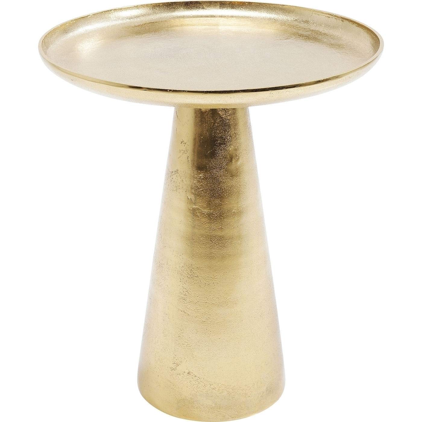 Kare Design Mesa Auxiliar Plateau Uno, Dorada, Redonda, 45 cm de diámetro, Mesa de Centro, Mesa de salón, mesilla de Noche, Mesa de sofá, Aluminio, 53 x 45 x 45 cm (h/w/d)