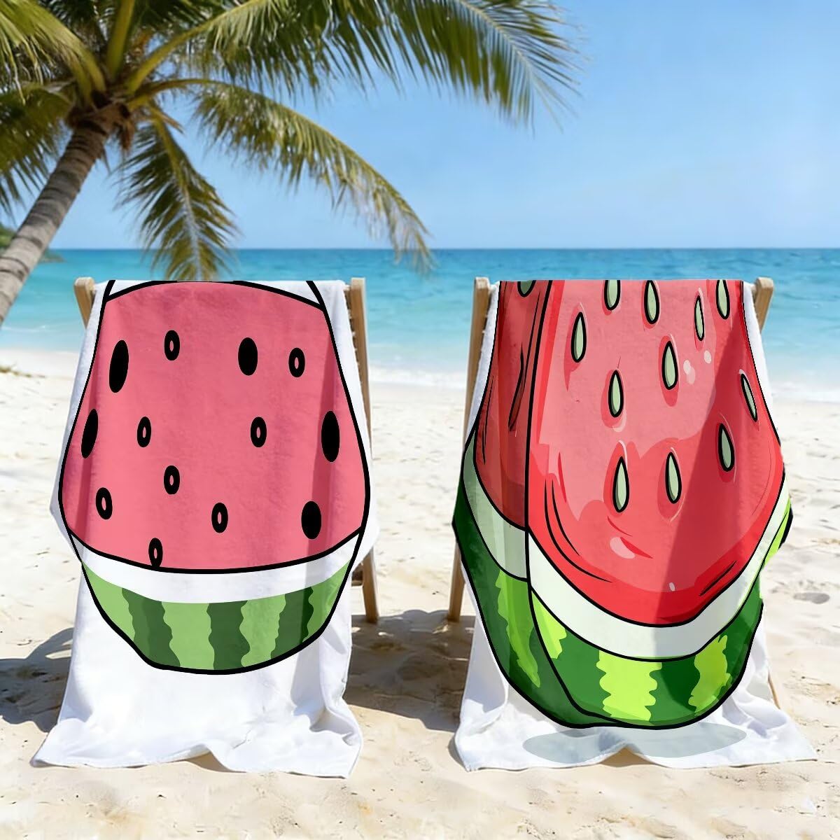 Toalla Playa 90x200 cm, Toalla Gimnasio Microfibra Secado Rapido, Juego de 2 Antiarena Toallas de Playa, Ligera Compacta Toallas Microfibra Grande para Viaje, Regalo Hombre Regalo Mujer (Sandía) -4859