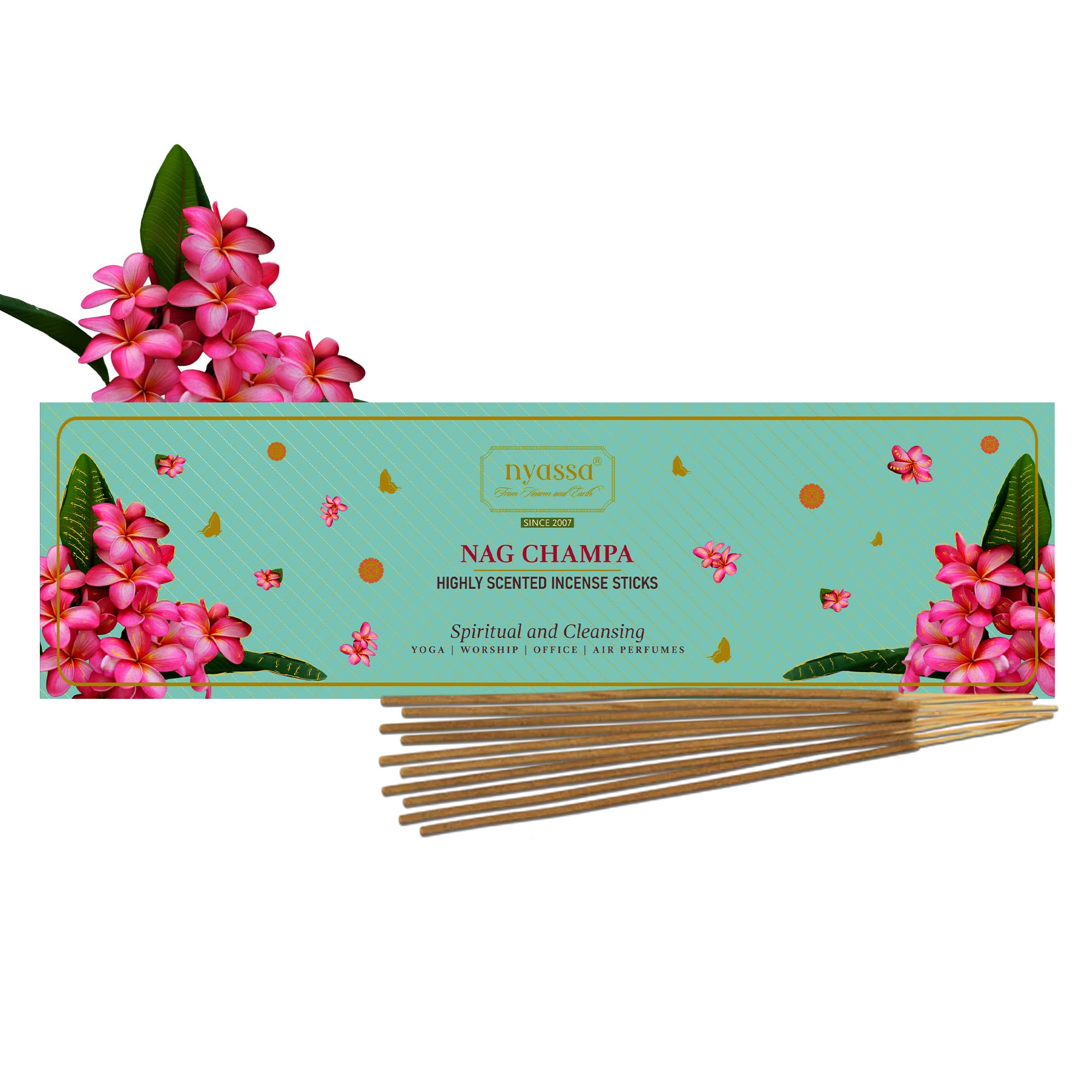 NYASSA Highly Scented Champa Agarbatti/Incense Sticks - 50g, Nag Champa Fragrance, Charcoal-Free Agarbatti for Pooja, Meditation, Home Freshness & Positive, Energy, Perfect for Special Occasions