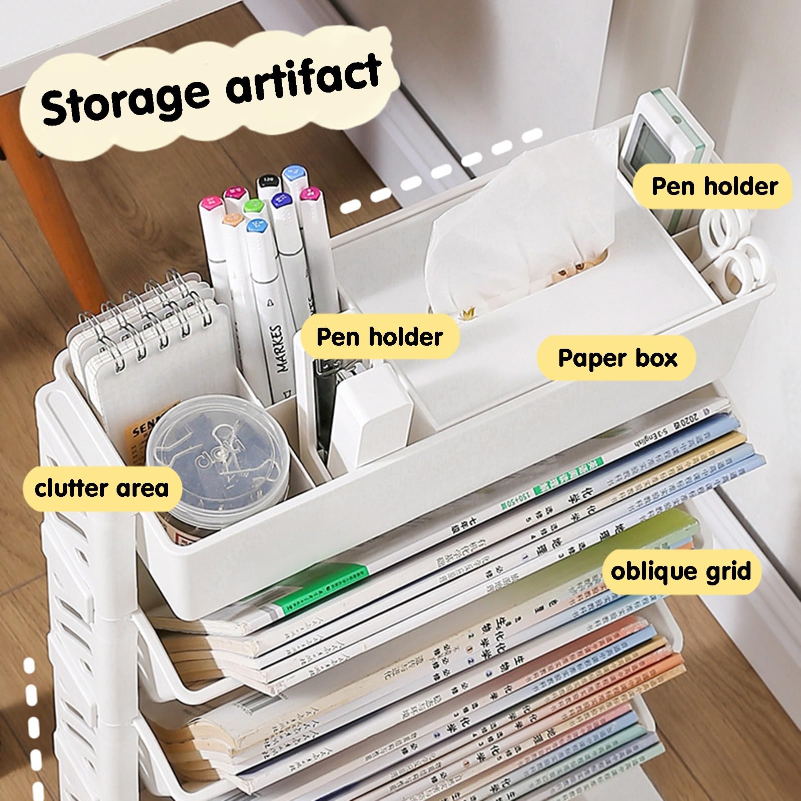 Scaffale Porta-Verdure Mobile a 5/6 Ripiani con Ruote, Girevole e Rimovibile, in plastica per spazi ristretti (39x19x64,5 cm)