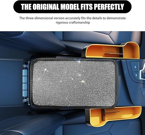 Miniatura 3 de 1 protector brillante para reposabrazos de automóvil, 8.66 x 11.81 pulgadas, con diamantes de imitación, banda elástica montada en la consola