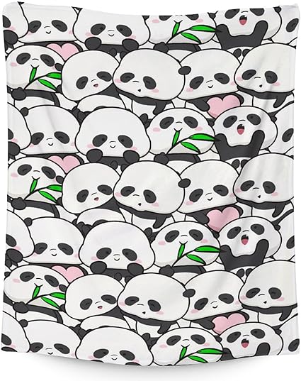 Mercuryelf Panda Throw Blanket - Soft, Fuzzy & Warm - 60x80 Inches Flannel Blankets for Bed, Couch - White Funny Throws Gift for Adults