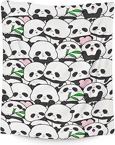 Mercuryelf Panda Throw Blanket - Soft, Fuzzy & Warm - 60x80 Inches Flannel Blankets for Bed, Couch - White Funny Throws Gift for Adults