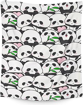 Mercuryelf Panda Throw Blanket - Soft, Fuzzy & Warm - 60x80 Inches Flannel Blankets for Bed, Couch - White Funny Throws Gift for Adults