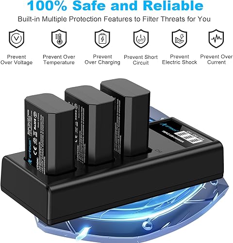 Miniatura 4 de Artman NP-FW50 - Batería de 3 ranuras ZV-E10, cargador LCD para Sony ZV E10, Alpha A6500 A6400 A6300 A6000 A5100 A5000, A7S II, A7S, A7R II, A7R, A7