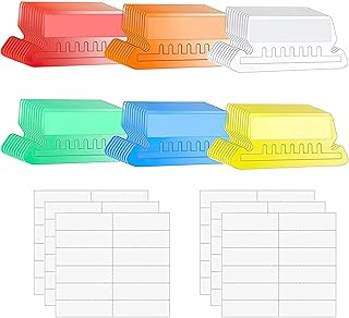 File Folder Tabs, 60 Pcs Hanging File Folder Labels, Filing Tabs and Inserts for School Office, Mixed Color