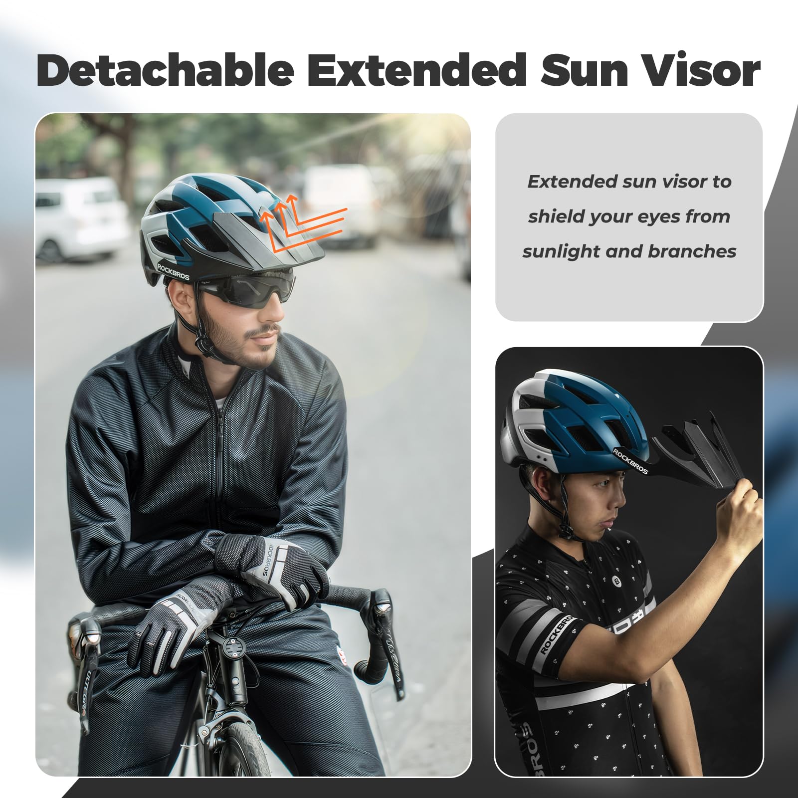 ROCKBROS Casco de Bicicleta, Casco de Seguridad Ciclismo Adulto para Hombre Mujer Transpirable para Bicicleta Carretera MTB Ajustable 58-62 cm