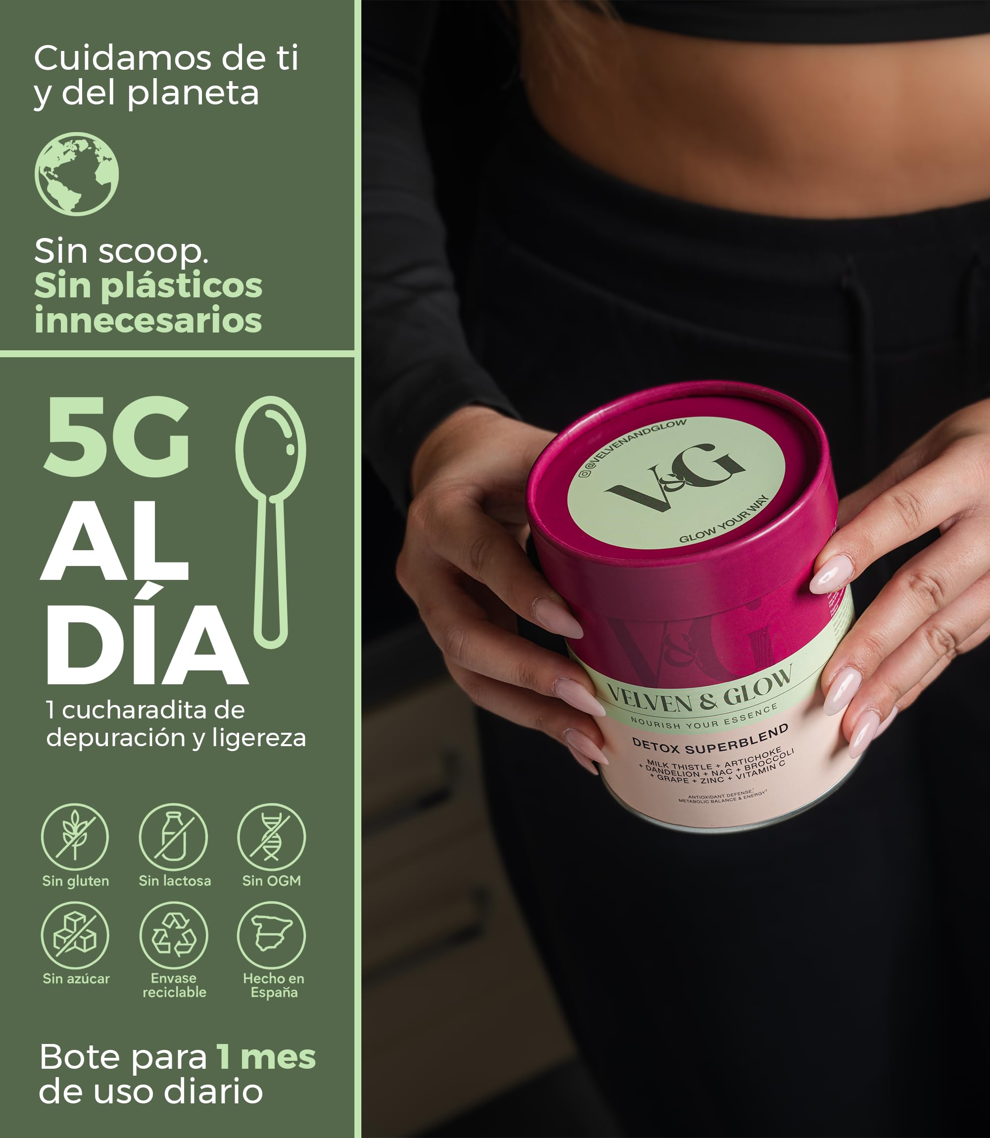 Cardo Mariano Alcachofa y Diente de Leon + Cola de Caballo Liver Detox Complex Drenante Apoyo Retencion Liquidos Abdomen y Piernas Mujer Higado Digestion 135g 1 Mes Polvo Sabor Naranja | Velven & Glow