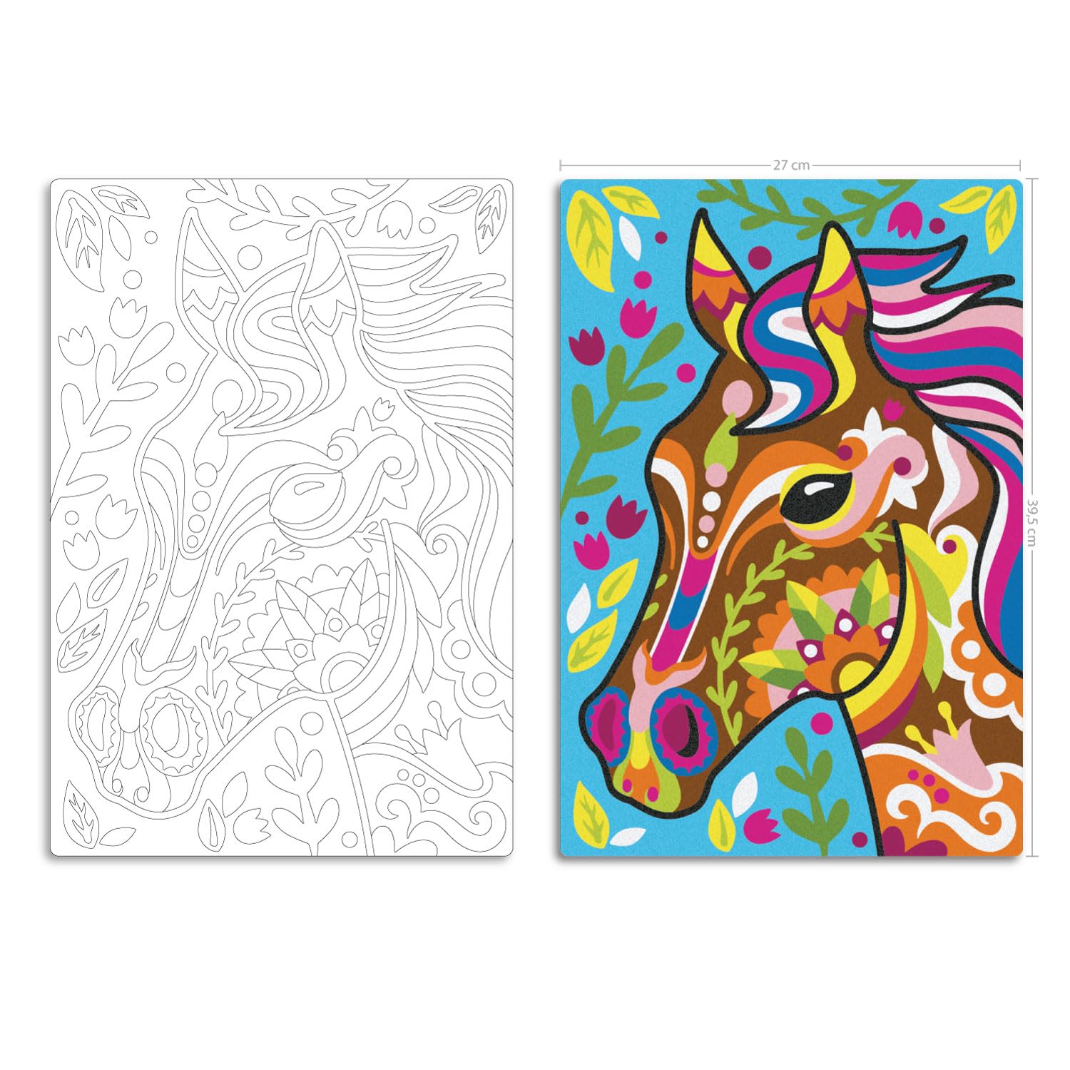 Sabbiarelli Sand-it For Fun – Maxi Set Mandala Cavallo 12-99 | Kit di Sand Art 100% Made in Italy con Sabbia Colorata, 1 Poster Adesivo e Accessori | Hobby Creativo Facile, Relax per Ragazzi e Adulti
