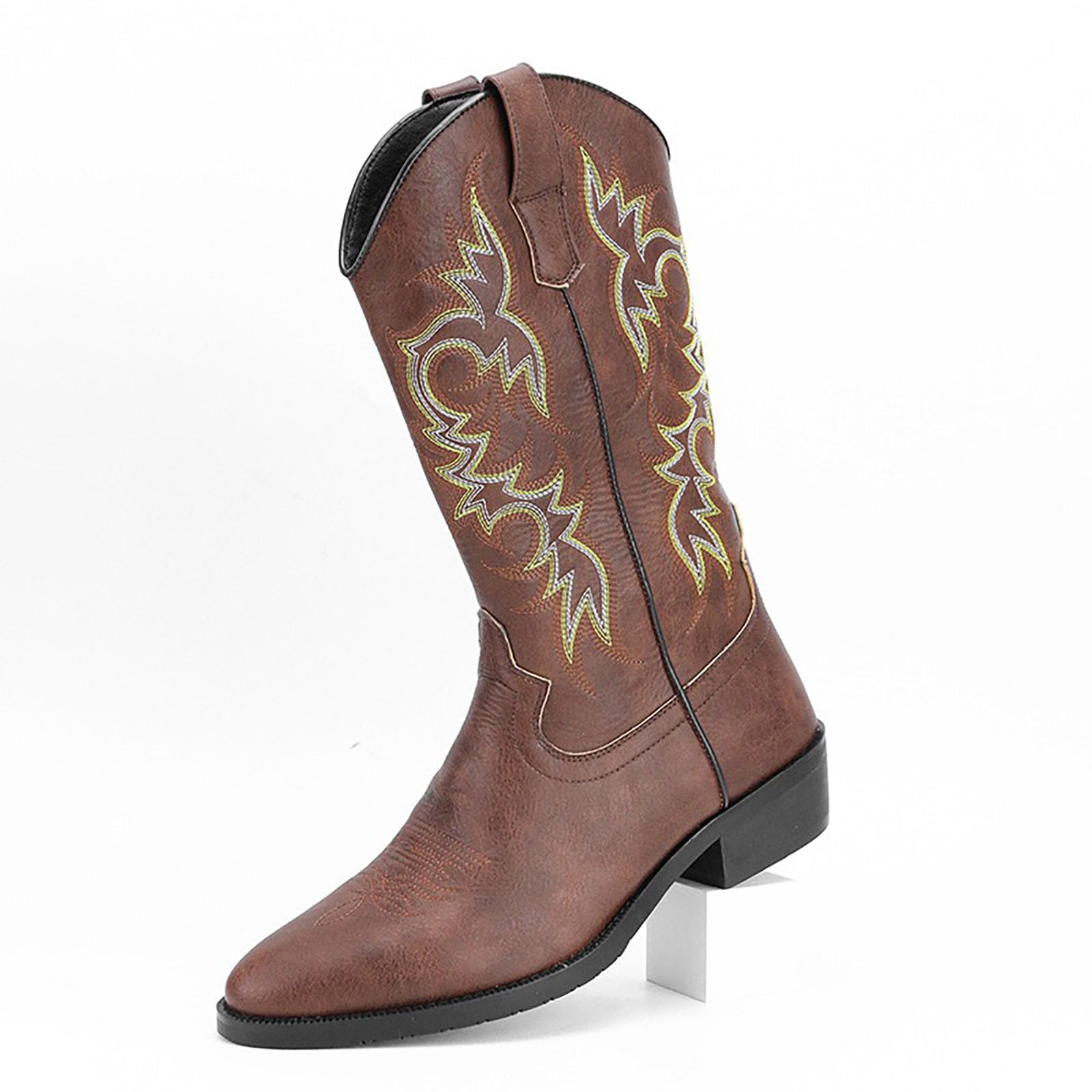 Kowbojskie buty dla mężczyzn szpiczasty nosek postarzane buty robocze haftowane buty zachodnie tradycyjne buty wiejskie