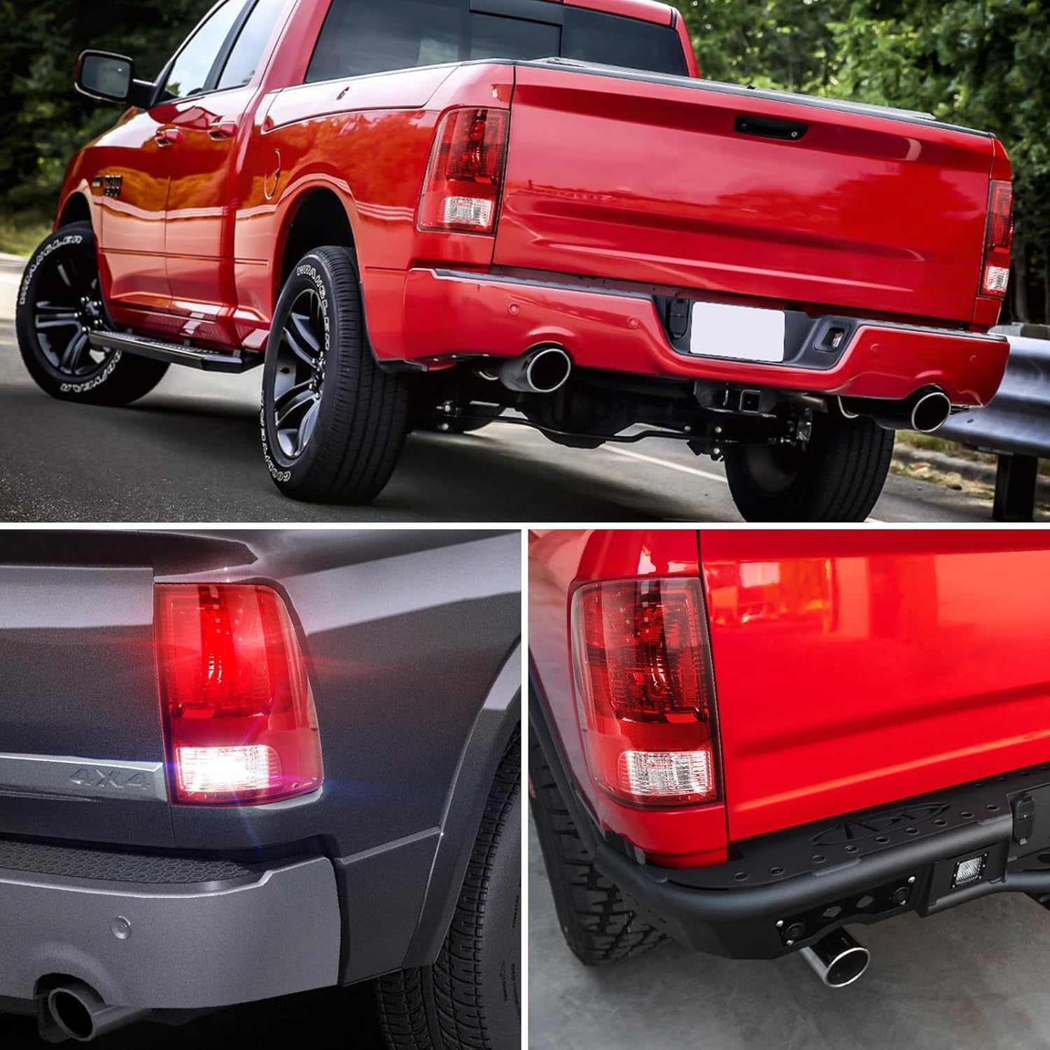 Left Side Tail Lights Assembly for 2009-2018 Dodge Ram 1500 2500 3500, OEM Style Ram Pickup Driver Side Rear Brake Tail Signal Lamp Replacement with Bulb