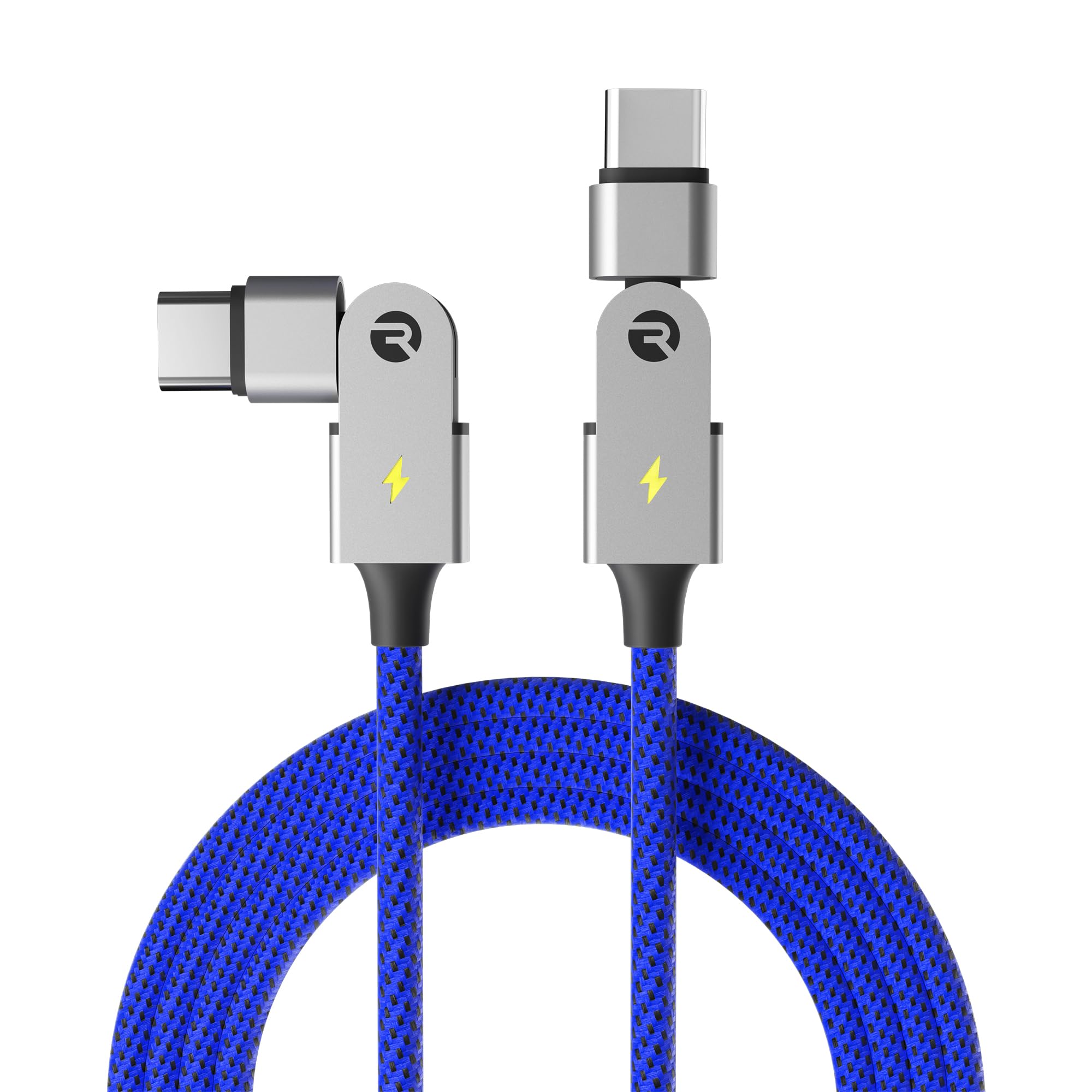 RayconMagic Spin Cable - 6.6 Feet 100W Fast Charging Type C to Type C Cable for iPhone 16, Samsung Galaxy S24, Google Pixel 7, OnePlus 11, iPad Pro, MacBook Air, and All Type C Devices - Blue