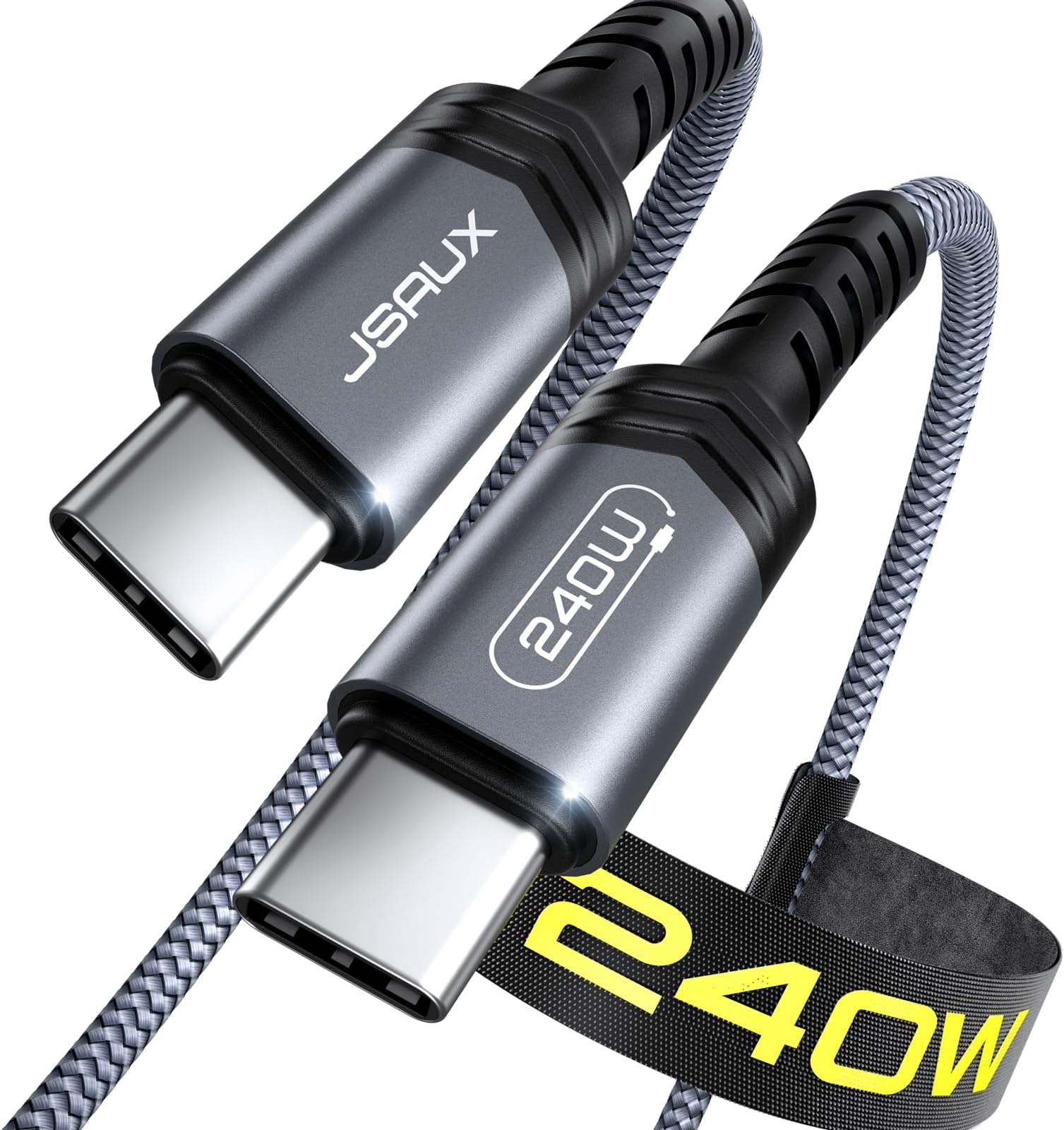 JSAUX 240W USB C to USB C Cable 3M, USB Type C Fast Charging Charger Cord Compatible with iPhone 17e/17/17 Air/17 Pro/17 Pro Max, iPhone 16/15, MacBook Pro, Samsung Galaxy, Pixel - Grey