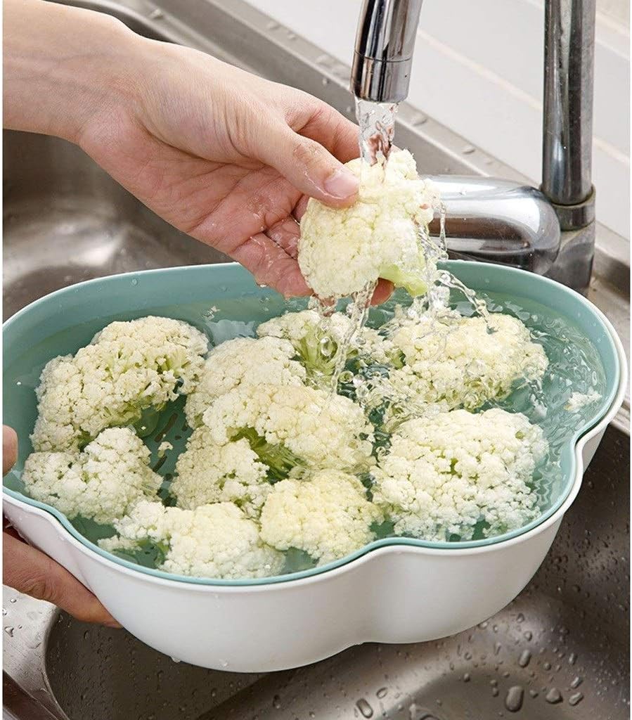 Creativity Colander/Strainer, Multi-Function Double-Layer Plastic Filter Colander, Household Strainer Sieve Kitchen Tools(B)