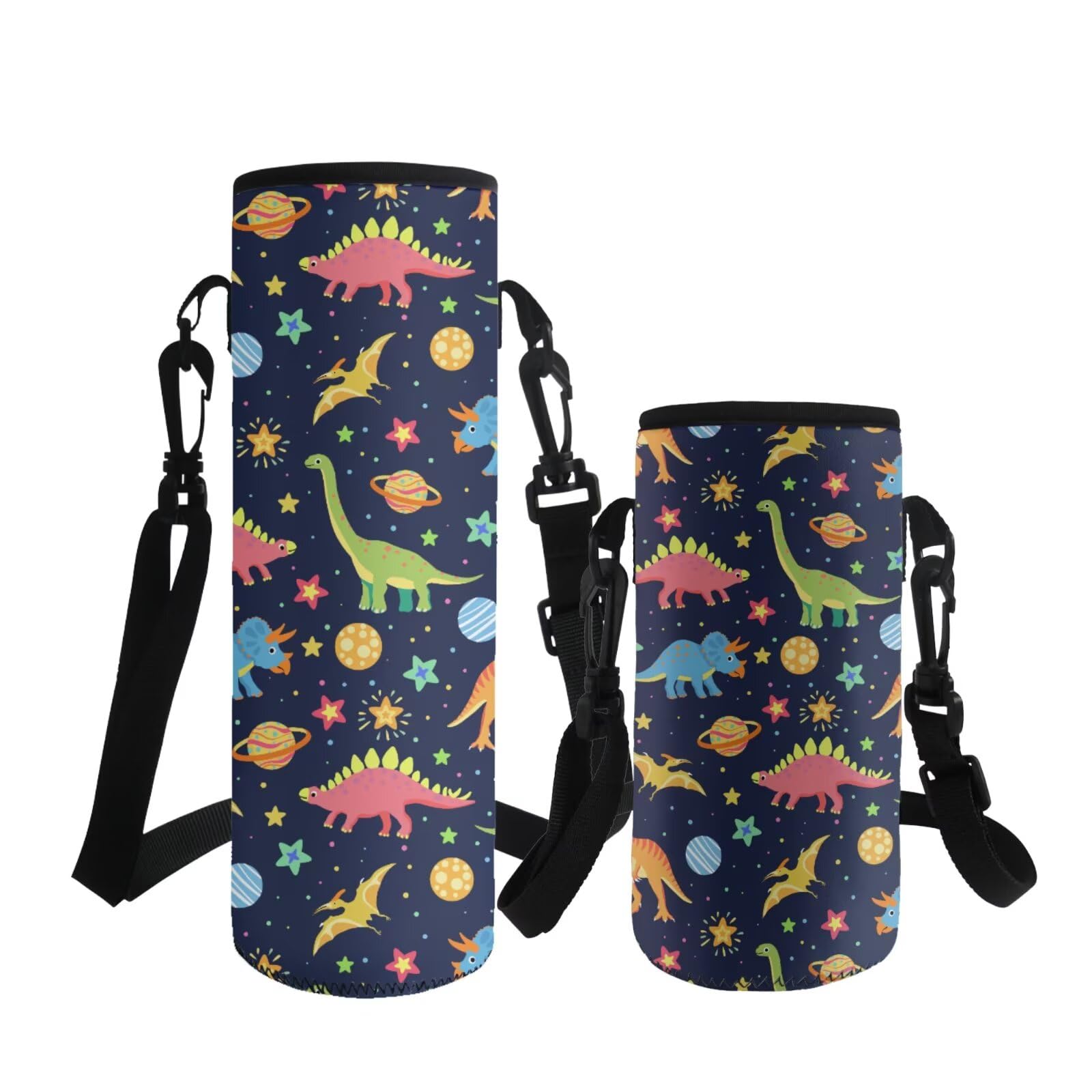 ASQVTIFE Water Bottle Holder with Strap Kids Dinosaurs Cute Insulated Water Bottle Carrier with Strap Animal Designs Neoprene for Toddler Kindergarten Elementary Outdoor Camping Travel S — image 1