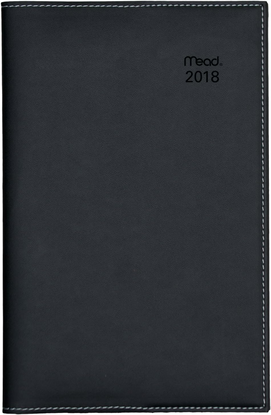 Mead Monthly Planner, January 2018 - December 2018, 5-5/8" x 8-3/4", Faux Leather, Color Will Vary (TL725010)