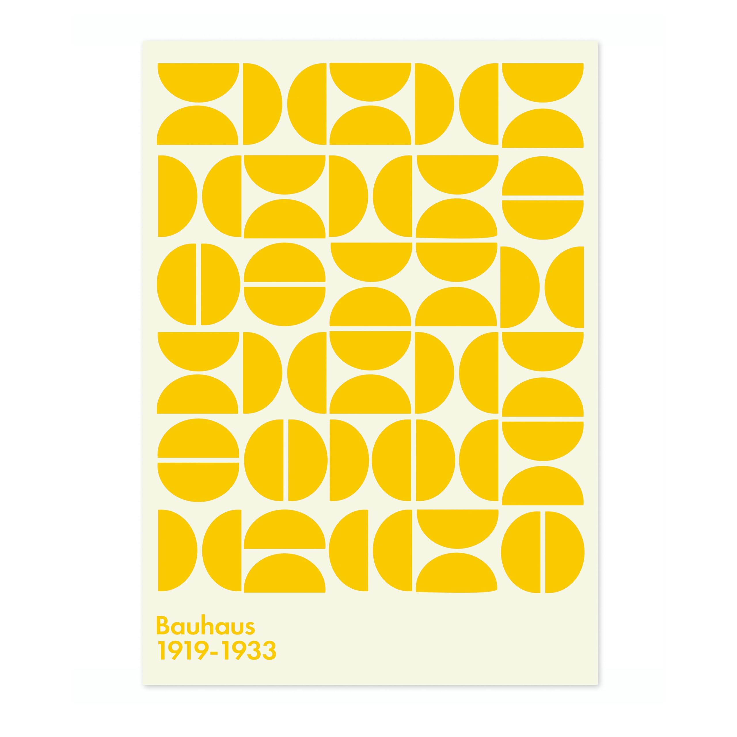 Semi-Circles Yellow On White Poster, Bauhaus Mid-Century Modern Print, Retro Abstract Wall Art, 50x70cm (Print Only) - 50x70cm — image 1